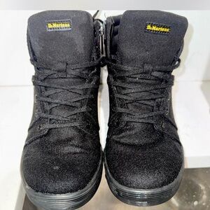 Dr Martens Rozarya Canvas High Top Boots Black Grunge Lace Up Side Zip Womens 7